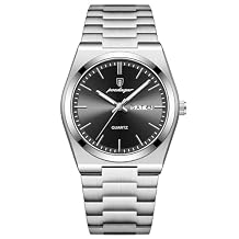 Poedagar Men's Luxury Business Watch Waterproof Glow-in-The Dark Date Week Stainless Steel Men's Watch Casual Quartz Men's Watch Men