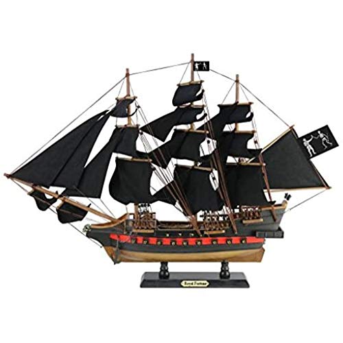 Handcrafted Nautical Decor Wooden Black Barts Royal Fortune Black Sails Limited Model Pirate Ship 26 - D