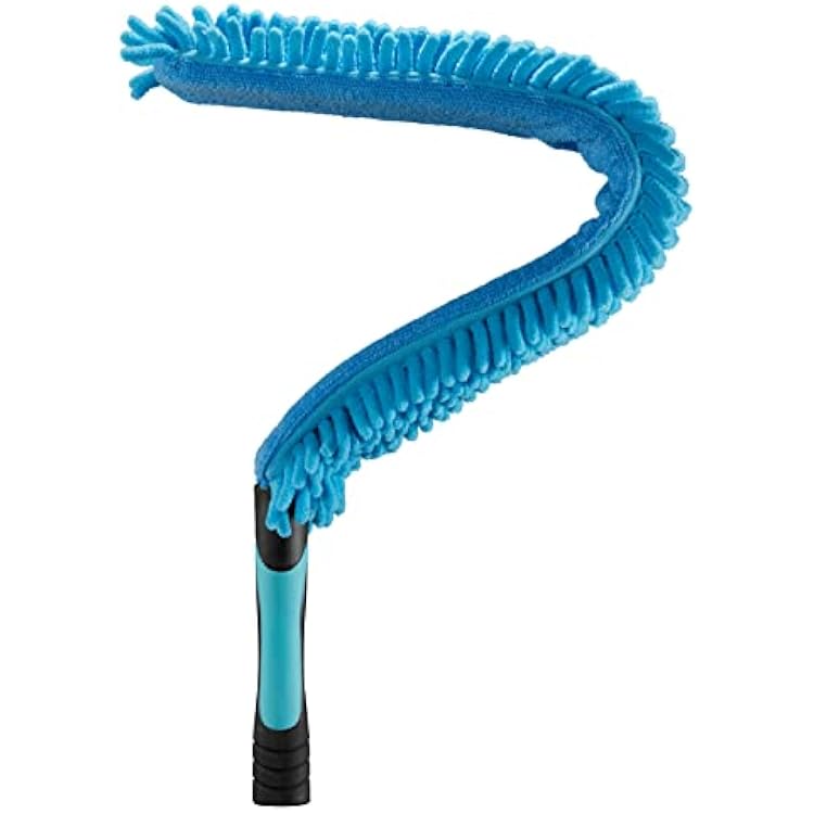 Microfiber Flexible Ceiling Fan Duster with Washable Chenille Dusting Cloth, Use by Hand or Attach to Extension Poles