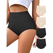 Women's High Waisted Underwear Slightly Tummy Control Cotton Panties Full Coverage Postpartum Briefs 4 Pack
