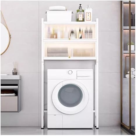 washing machine storage rack,Laundry Room Orga 3 Tier Washing Machine Cabinet Storage Rack Over Washer Dryer Storage Shelf with Adjustable Feet White
