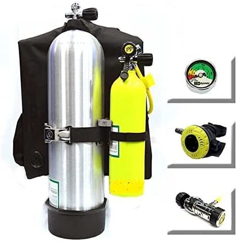 Bailout Pony Bottle 6CF (0.85L) Aluminum Color - Kit with Stainless Steel Highland Pony Bracket Tank Gauge Regulator Backup Air Scuba Dive Egressor