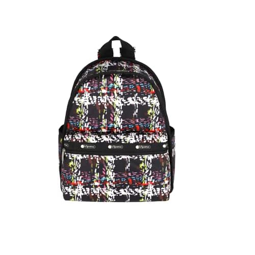 LeSportsac Running Weave Basic BackpackRucksack, Style 7812Color E474, Festive & Colorful Confetti Style Abstract Printed Weave Pattern, Modern & Fun Interpretative Plaid Design