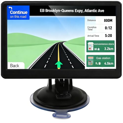 Car GPS Navigation, 7 inch Touch Screen with 2026 Map, Voice Turn Direction Guidance, Support Speed and Red Light Warning, Pre-Installed North America Lifetime Map Free Update