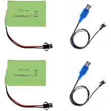 2 Pack 3.7V 600mAh Li-ion Rechargeable Battery SM-2P Plug with 2 USB Charger Cable for K9 Remote Control Robot Dinosaur Robot Dog