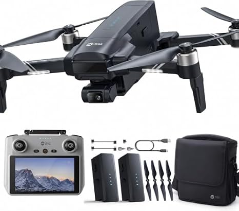 Holy Stone HS600D 3-Axis Gimbal 8K Camera Drone with 5.5-inch Full HD Display Remote Control, Level-6 Wind Resistance, 6KM Transmission, 80-Min Flight, Smart Track, Auto Return