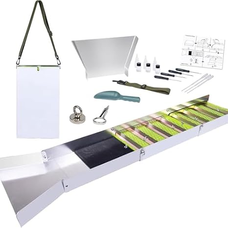 Folding Sluice Box Gold Prospecting Kit with Accessories for Efficient River and Creek Mining