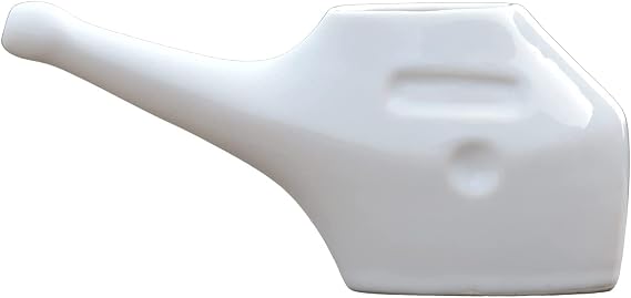 ANCIENT IMPEX Traveller's Ceramic Neti Pot with 10 Sachets Neti Salt | Natural Nasal Cleansing, Sinus Relief & Nasal Hygiene | Ayurvedic Portable Neti Pot