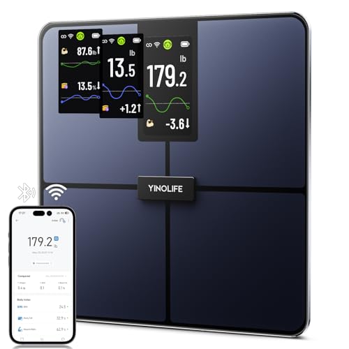 Smart Scale for Body Weight, 4.3 Color Display Digital Weight Scale, High Precision Wi-Fi Bathroom Scale with BMI, Body Fat, Muscle Mass, 20 Body Composition Scale Sync App, 400 lbs, Black