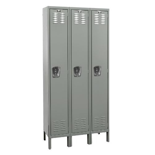 Hallowell U3588-1HG Premium Locker, 45 Width x 18 Depth x 78 Height, Single Tier, 3-Wide, Knock-Down, 725 Gray