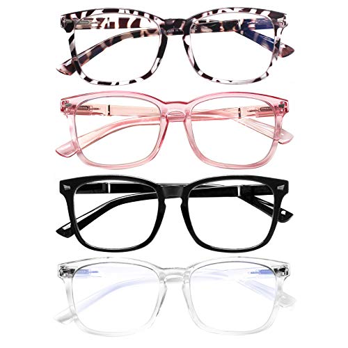JOSCHOO 4 Pack Reading Glasses Women Men Blue Light Blocking Readers Spring Hinge Computer Reading Glasses 4 Mix, 2.0