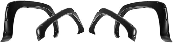 Magnus Fender Flare, Compatible with Chevy Silverado 1999-2002 & Compatible with GMC Sierra 1999-2006 (Also 07 Classic Model) Pocket Rivet Style Fender Flare Trim Heavy Duty ABS Plastic