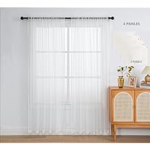 PI Sheer Curtains 84 Inches Long 4 Panels,Window Treatment Rod Pocket Light Filter Soft Airy Voile for Living Room/Bedroom/Patio Door/Sliding Door(W42XL84,Beige)