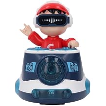 DJ Bouncing Beat Rock Boy Dancing Toy, Electronic Music Toy with Flashing Light and Universal Wheel Function, for Kids Toddlers (Blue)