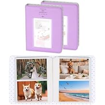 uxcell 2 Pack Small Photo Album, 4x6" Pockets Photo Book with Window for 16 Clear Pages Hold 64 3-inch Pictures, for Fujifilm, Family Anniversaries, Weddings, Travel Memories, Purple