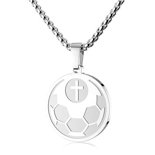 VIMIEW American Flag Baseball Necklace,Football Basketball Soccer Volleyball Baseball Athletes Sports Cross Pendant Necklaces Bible Verse Luke 1:37 Jewelry Gift for Men Women Teens,Team Coach Gifts.