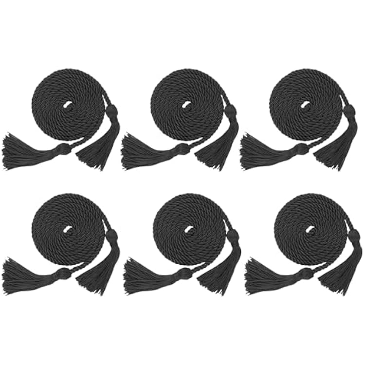 6 Pieces Graduation Cords,Black Honor Cords,68 Inch