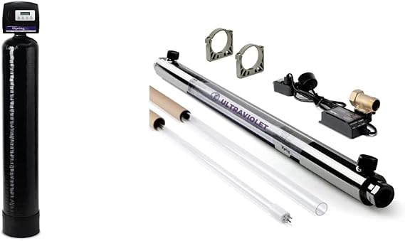 iSpring WCFM500K Iron, Manganese, and Hydrogen Sulfide Water Filtration System, Whole House or Well Water, Set & Forget, Last up to 10 Years & UVF55FS Whole House UV Water Filter