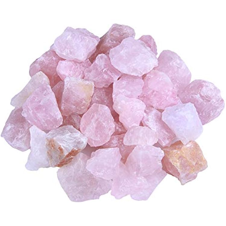 TGS Gems Raw Rose Quartz Natural Healing Crystal Stones 15-40mm Each, 2lb Bulk Lot - Rough Rock Crystals for Tumbling, Cabbing, Reiki, Jewelry Design, Decorating Fountains & Fairy Gardens