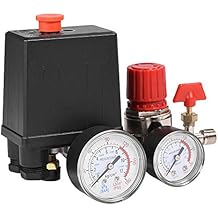 Jadeshay Air Compressor Pressure Switch, 0.05-1.2MPa Air Compressor Pressure Control Valve with Gauge Piston Pressure Switch for Fast Pressure Reduction