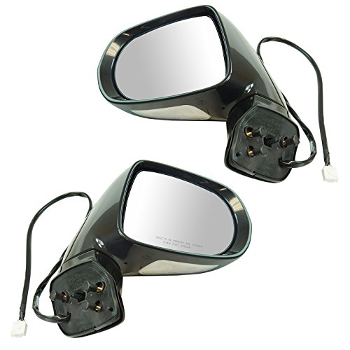TRQ 2 Piece Driver and Passenger Side Mirror Assembly Set Electric Adjustment Heated No Memory Black Compatible with 2013-2015 Lexus RX350 RX450h LX1320128 LX1321128