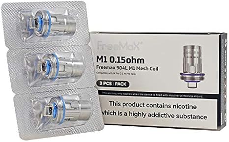 Freemax 904L M Mesh Coils - Pack of 3 Coils | M Series for M Pro 2 Tank & M Pro Tank | M1/M2/M3/M4 - Contains No C₁₀H₁₄N₂ (M1-0.15 ohm)