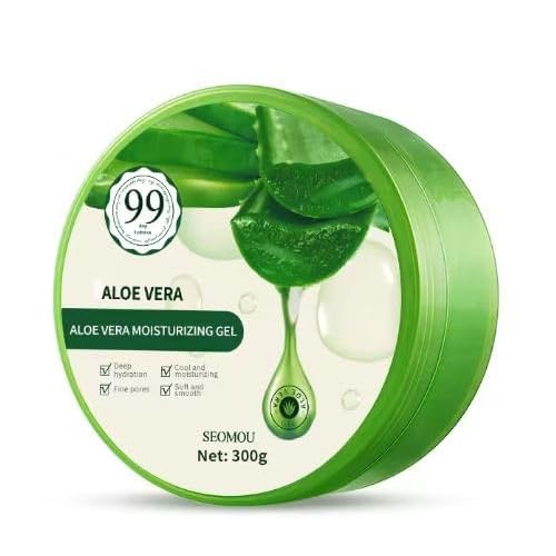 Skin Care Aloe Vera Gel for Face and Body - 99% Pure Organic Moisturizer and After Sun Lotion - Soothing Hydration with Vera for Skin Care Sun Relief essential 300ml 10.1fl.oz