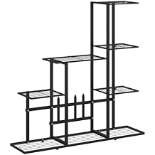 vidaXL Plant Stand Black Black powder-coated metal Medium Sturdy