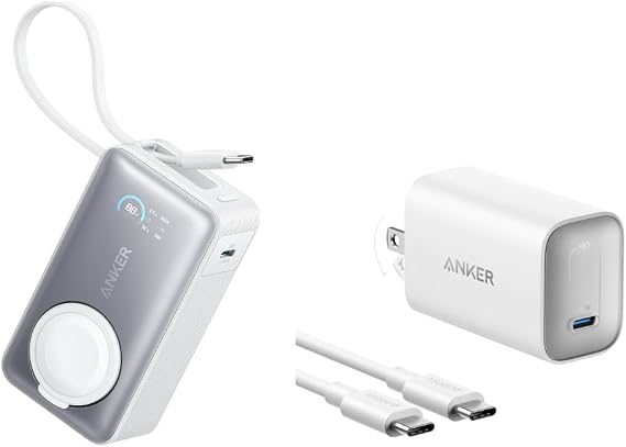 Anker MagGo Power Bank for Apple Watch, Officially Certified 10,000mAh Compact Battery Pack with Anker Nano Charger, 100W MacBook Charger