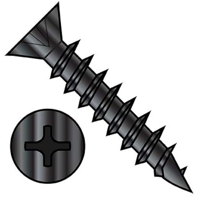 6-13X34 Phillips Flat Head no Nibs Deep Thread WoodHinge Screw Full Thread Black Oxide Oil Pack Qty 10,000 BC-0612DPFDB by Shorpioen