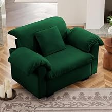 Accent Chair Oversized, 48.4'' Velvet Single Sofa Couch for Living Room, Comfy Upholstered Deep Armchair with Storage, Modern Large Lounge Chair for Bedroom, Apartment, Small Space, Green