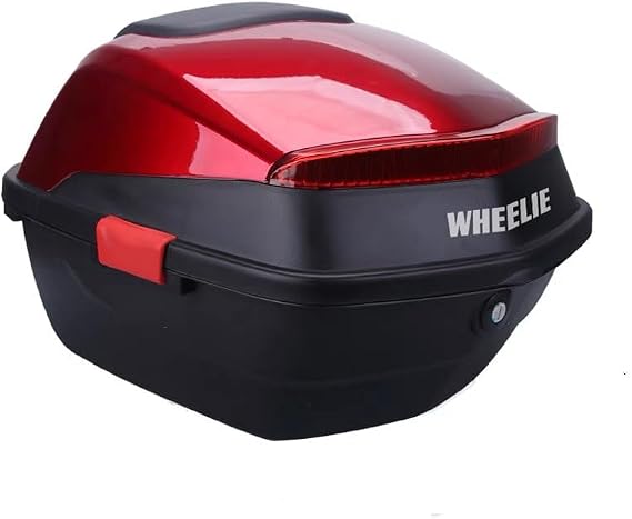 WHEELIE XT88-BR 32 Litre Motosiklet Arka Çanta Koyu Kırmızı Parlak Su Geçirmez ABS Çift Kilitleme Üniversal