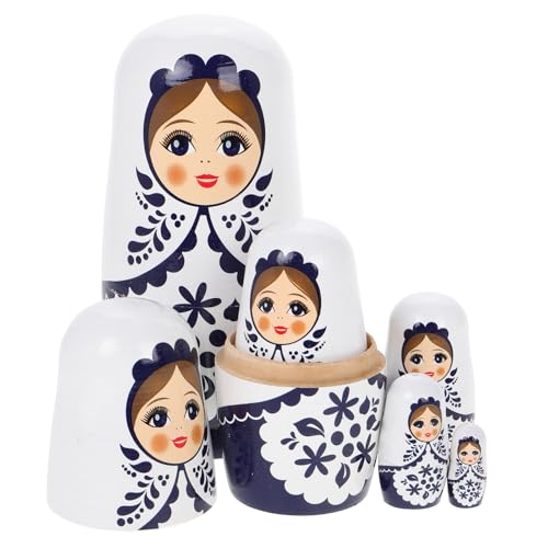 VICASKY 6Pcs Russian Nesting Dolls: Hand-Painted Wooden Matryoshka Set with Smooth Edges Nesting Dolls Gift for Kids Adults Crafts Easter Mothers Day Birthday Christmas Halloween Home Decor