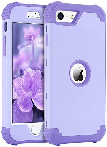 BENTOBEN for iPhone SE 2022 Case and iPhone SE 2020 Case, Heavy Duty 3 in 1 Full Body Rugged Shockproof Hybrid Hard PC Soft Rubber Case for iPhone SE 3rd2nd Gen, Light PurpleLavender