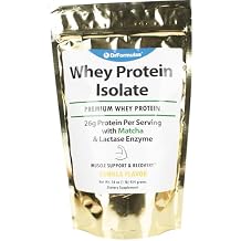 DrFormulas Lactose Free Whey Protein Isolate Powder with Lactase, Organic Matcha with Vanilla Flavor, 1 lb