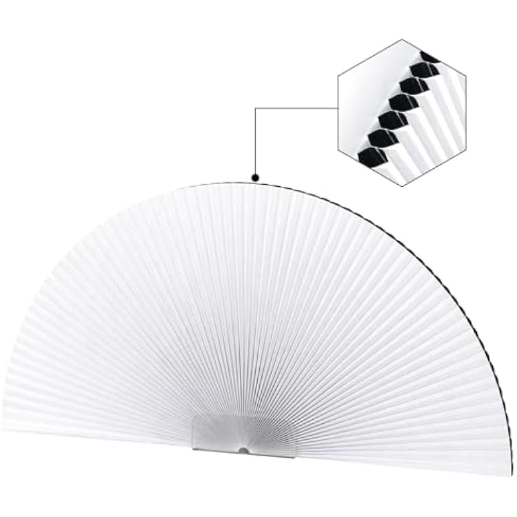 Arch Window Shades Blackout Half Circle Cellular Shades, Pleated Blinds Half Moon Window Shades for Semi Circle Windows, Easy Cut and Install, Radius: 24, White