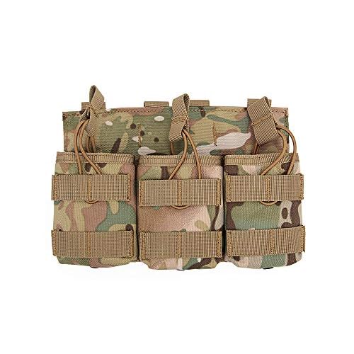 WoSporT Tactical MOLLE Triple 7.62 MAG Pouch Camouflage Hunting Flashlight Bags CP