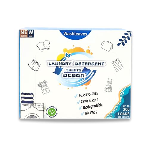 Laundry Sheets Plastic Free Laundry Detergent Sheets Compact & Portable, Concentrated Laundry Soap Sheets for Home & Travel 100 Sheets - 200-loads, Lavender