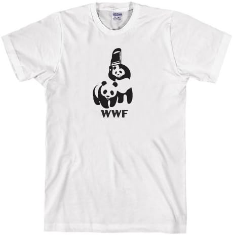 DIRTYRAGZ Mens WWF Funny Panda Bear Wrestling T Shirt White
