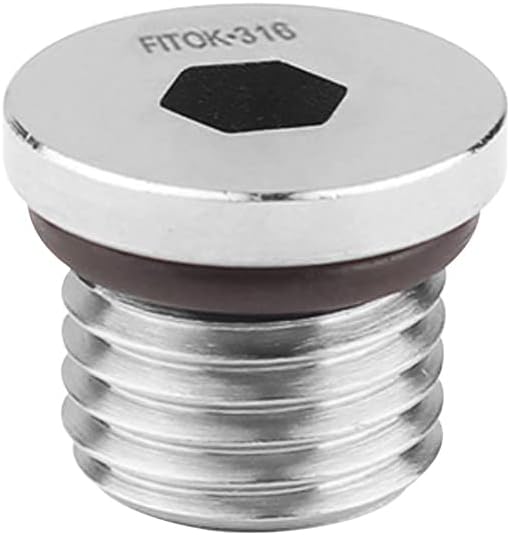 316 Stainless Steel Hollow Hex Pipe Plug with O-Ring 1 1/16-12 Male SAE/MS Straight Thread