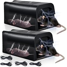 2 Pack High Voltage Electric Mouse Trap Zapper, Instantly Kills Mice & Rats, No Touch Reusable & Easy Clean Electric Rat Trap, Indoor Rodent Killer for Home, Kitchen & Commercial Use