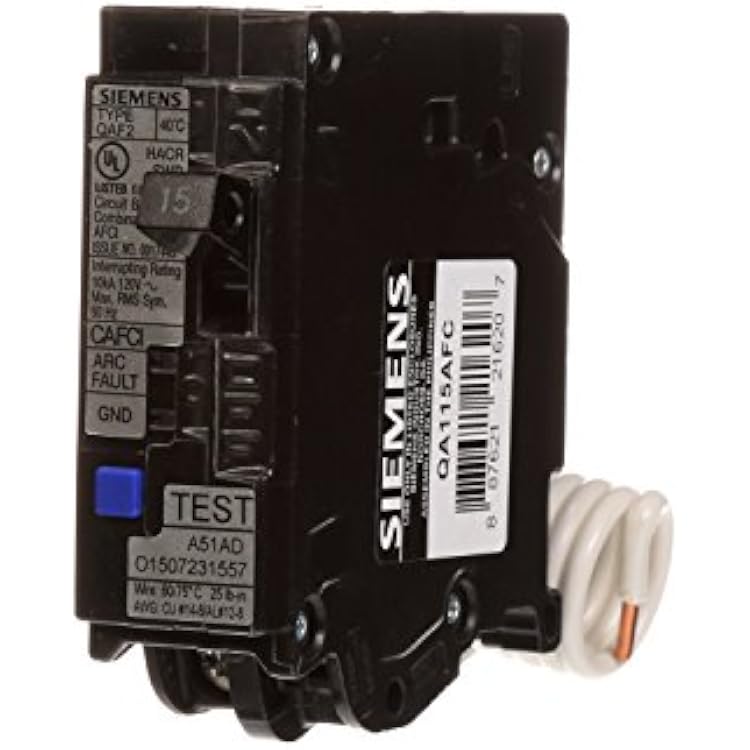 SIEMENS QA115AFC 15-Amp Single Pole 120-volt Plug-On Combination AFCI Breaker, Black