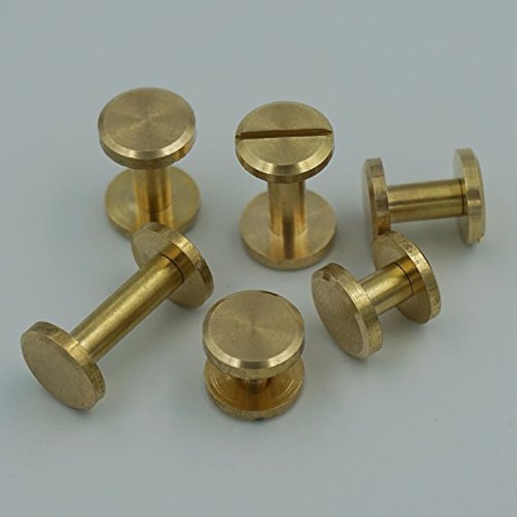 Solid Brass Screw Flat Head Button 10mm Stud Nail Chicago Leather Belt Shaft Length 10mm4mm10mm