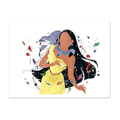 Pocahontas Inspired Princess Watercolor Art Print Wall Poster- 8x10 Painting Paper Print P44