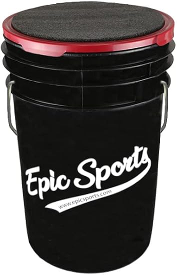 Epic Black 6-Gal. Baseball/Softball Bucket W/Padded Lid 6 Gallon