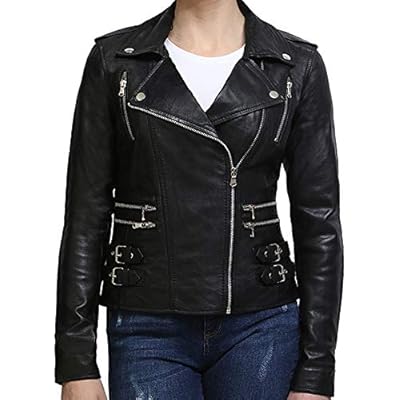 BRANDSLOCK Ladies Genuine Leather Bikers Jacket Slim Fit