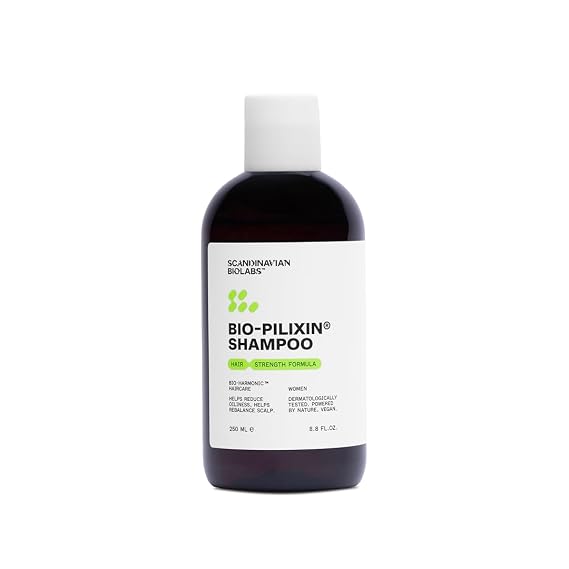 Scandinavian Biolabs Bio-Pilixin Shampoo For Women | Strengthens Hair, Helps Greasiness, Balances Scalp, Eucalyptus Aroma, Dermatologically Tested, Made in Denmark, 250 mL/ 8.8 Oz