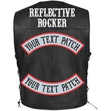 2Pcs Custom Top Patch and Bottom Patch Personalized Rocker Patch Rider Motorcycle Embroider Patches Back Name Patch for Vest Jacket Multiple Sizes and Colors (Reflective)