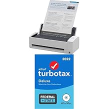 Fujitsu ScanSnap iX1300 in White with TurboTax 2022 Tax Software, Federal and State Tax Return, [PC/MAC Disc]