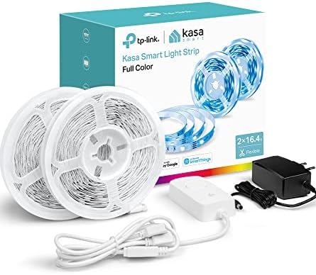 Kasa Smart LED Light Strip, RGB, 32.8ft2 Rolls of 16.4ft. Wi-Fi LED Strip Works w Alexa & Google Assistant,High Brightness, Trimmable, Up to 25,000 Hours, KL400L10,Multicolor